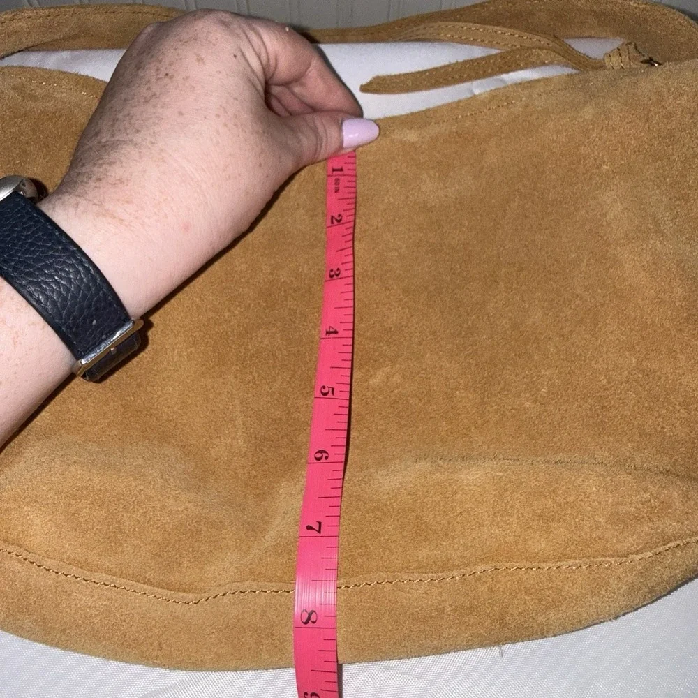 Margot New York CAMILA HOBO Suede Crescent Purse Shoulder Bag Light Brown Camel